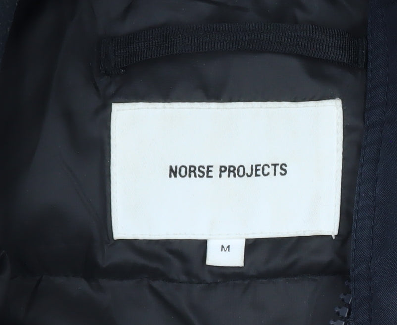 Norse Projects Men's Blue Hooded Down Puffer Jacket Size M