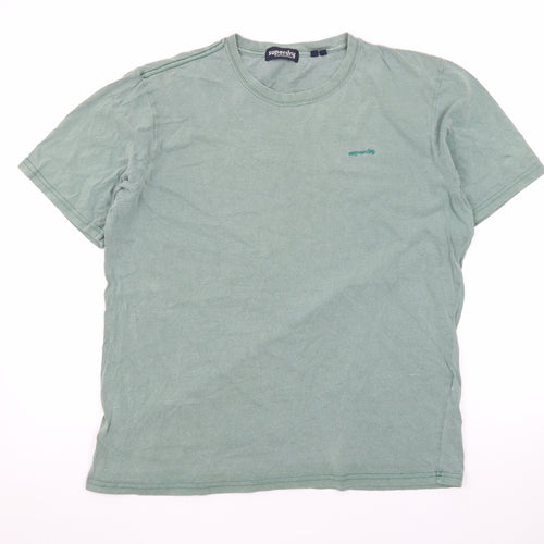 Superdry Men’s Green Crew Neck Cotton T-Shirt L Casual Classic Style