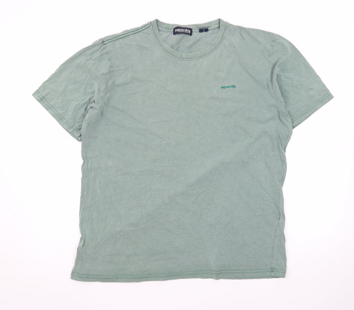 Superdry Men’s Green Crew Neck Cotton T-Shirt L Casual Classic Style