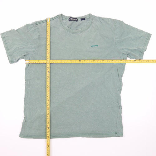 Superdry Men’s Green Crew Neck Cotton T-Shirt L Casual Classic Style