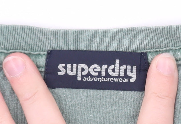 Superdry Men’s Green Crew Neck Cotton T-Shirt L Casual Classic Style