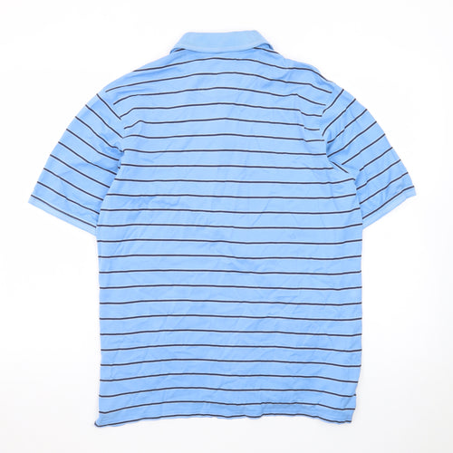 Marks and Spencer Blue Harbour Men's Blue Striped Polo Shirt Size M