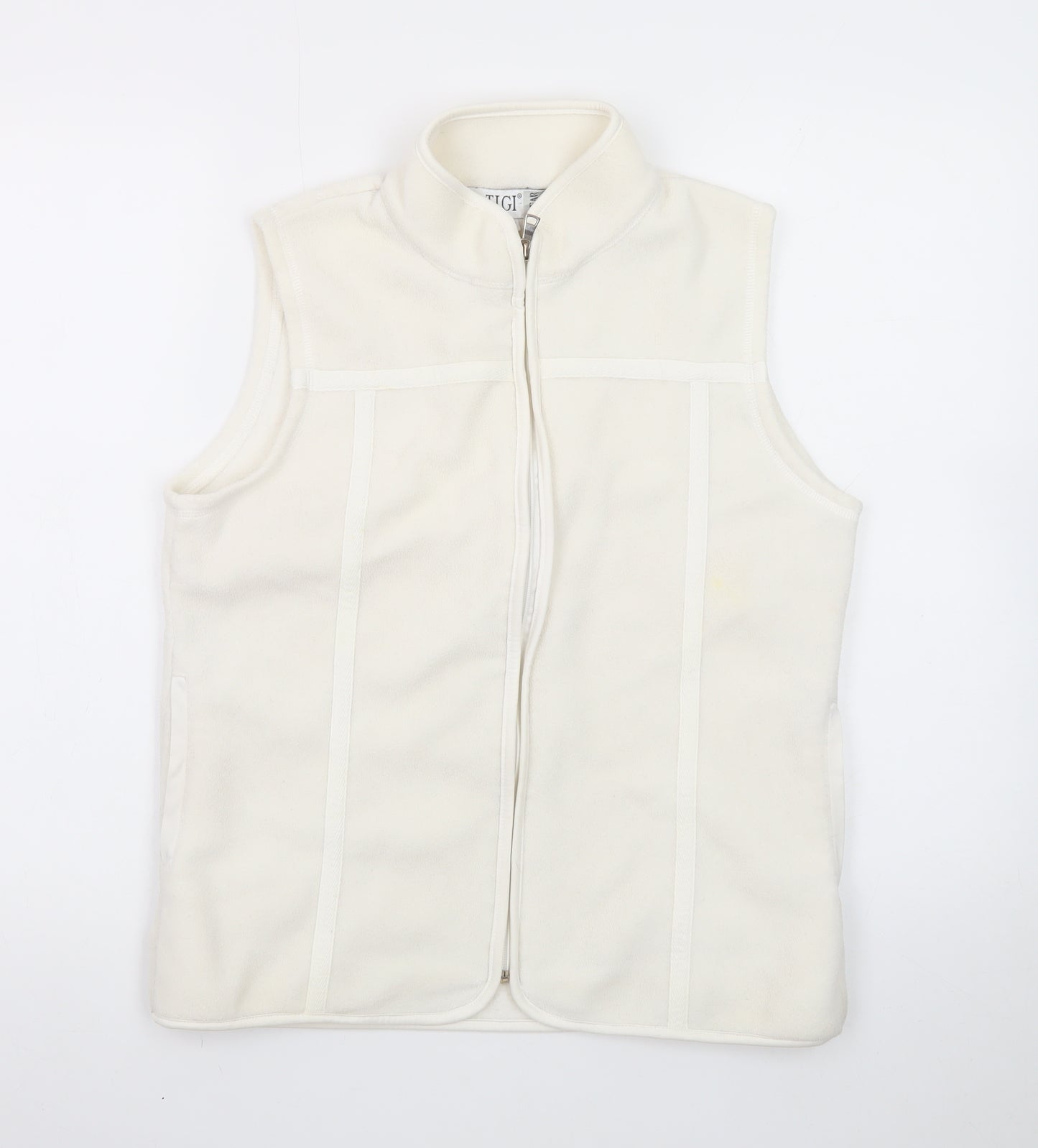 TIGI WEAR Women's Ivory Fleece Zip Waistcoat Size 10