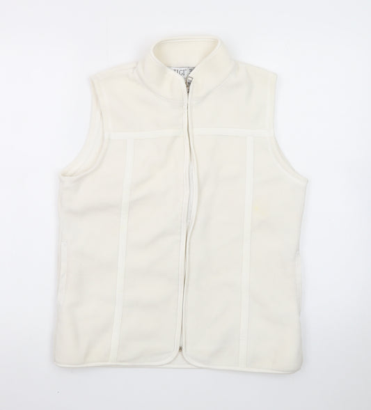 TIGI WEAR Women's Ivory Fleece Zip Waistcoat Size 10