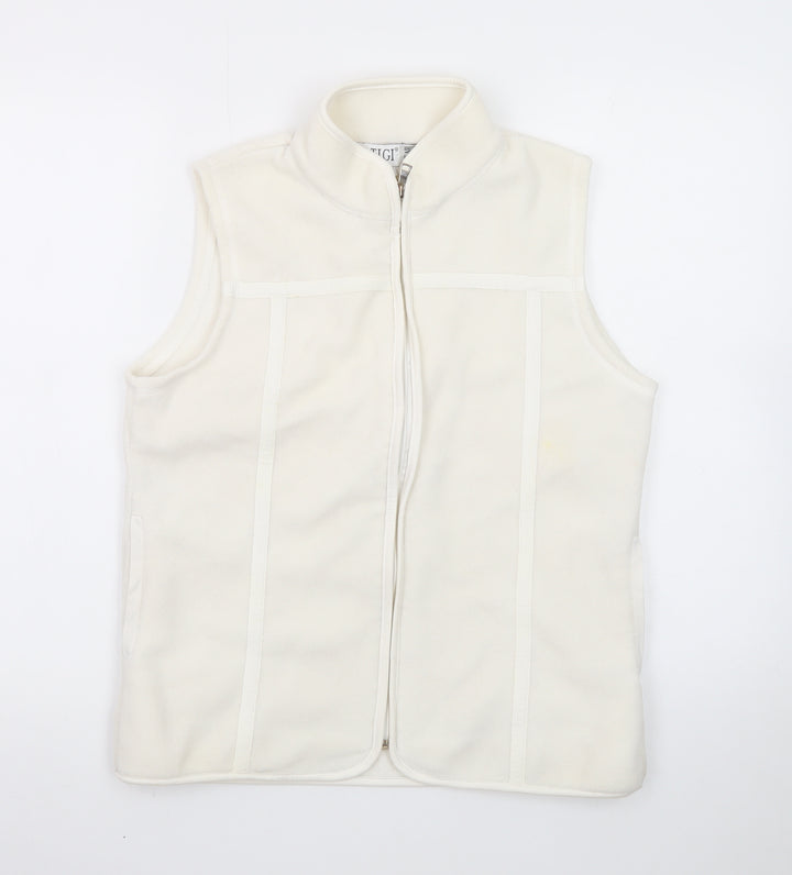 TIGI WEAR Women's Ivory Fleece Zip Waistcoat Size 10