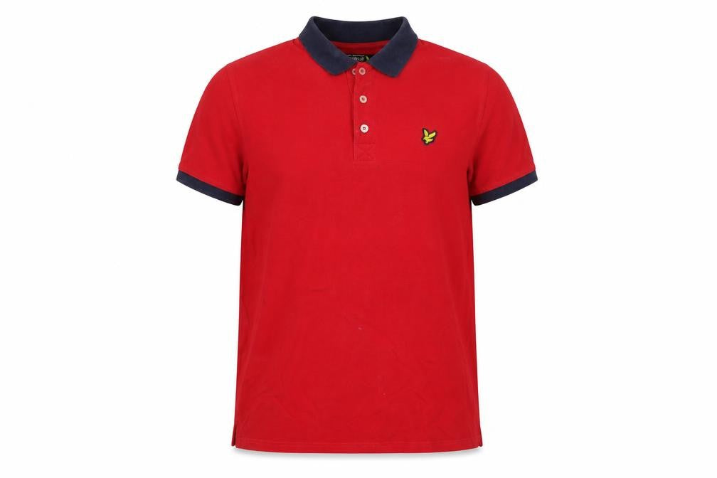 Front view of Lyle & Scott Junior Red Cotton Polo Shirt 14 Years Teens