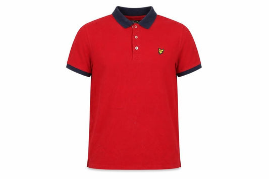 Front view of Lyle & Scott Junior Red Cotton Polo Shirt 14 Years Teens