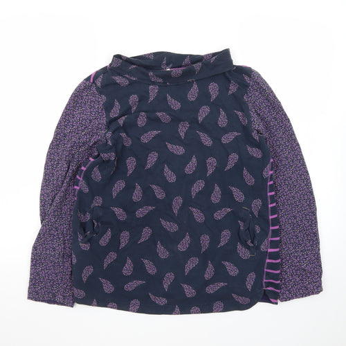 White Stuff Womens Blue Purple Paisley Roll Neck Tunic Top Size 14