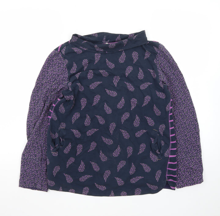 White Stuff Womens Blue Purple Paisley Roll Neck Tunic Top Size 14