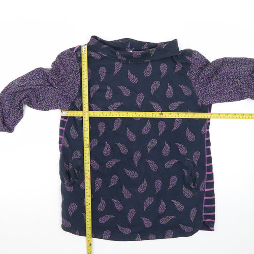 White Stuff Womens Blue Purple Paisley Roll Neck Tunic Top Size 14