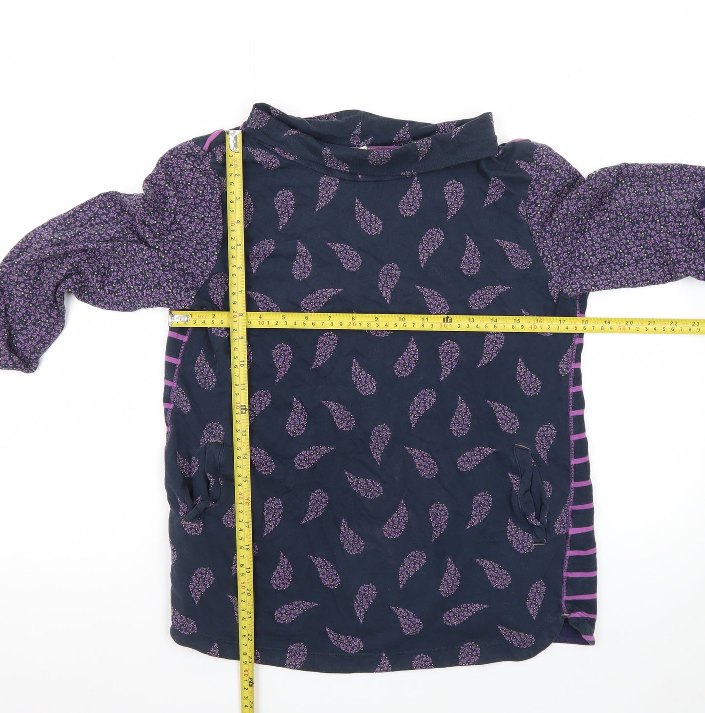 White Stuff Womens Blue Purple Paisley Roll Neck Tunic Top Size 14