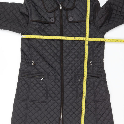 Hobbs Women’s Black Quilted Mid-Length Coat Size 14
