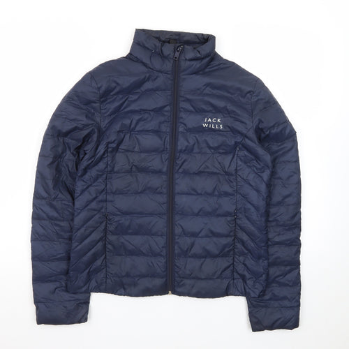 Jack Wills Women's Blue Quilted Puffer Jacket Size 10