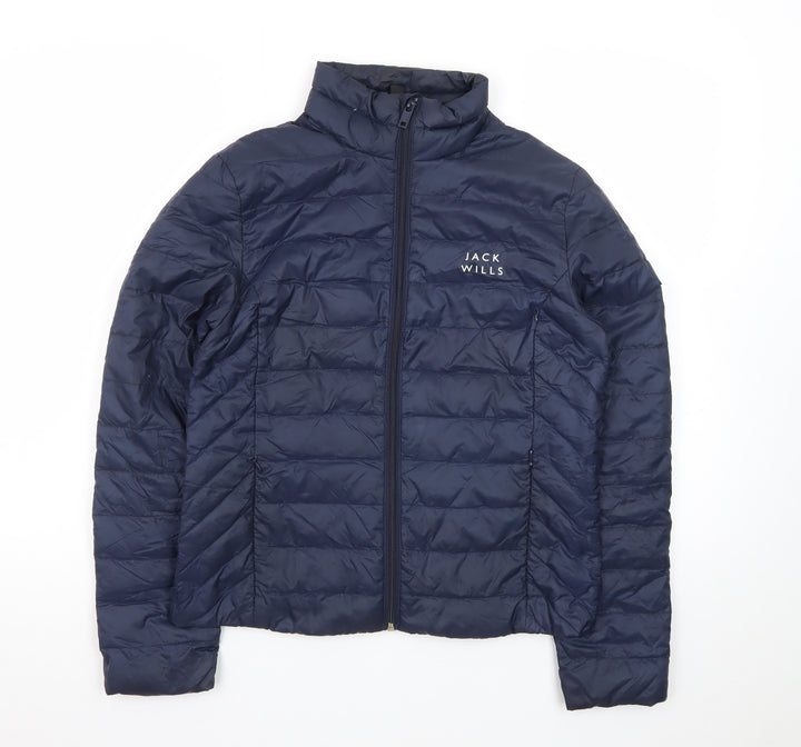 Jack Wills Women's Blue Quilted Puffer Jacket Size 10