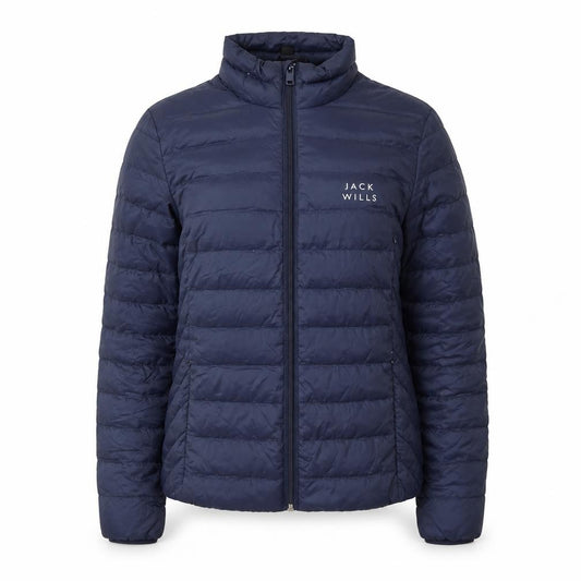 Front view of Jack Wills Women's Blue Quilted Puffer Jacket, size 10