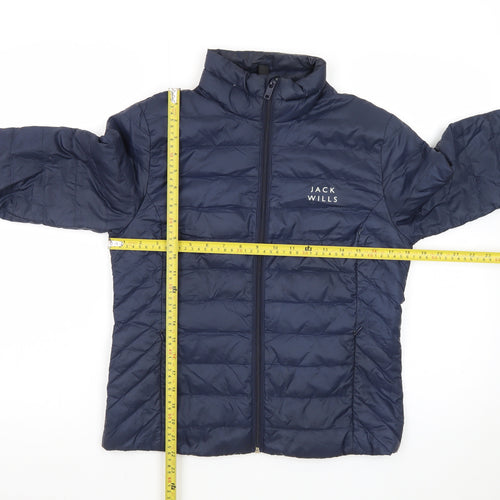 Jack Wills Women's Blue Quilted Puffer Jacket Size 10