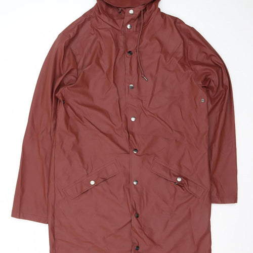 RAINS Women’s Brown Waterproof Long Rain Coat XS Hooded Lightweight