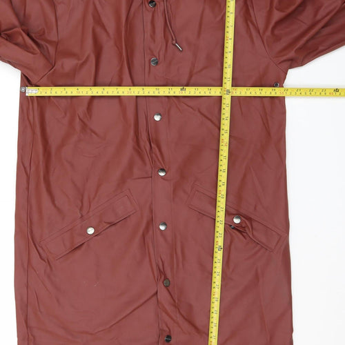 RAINS Women’s Brown Waterproof Long Rain Coat XS Hooded Lightweight