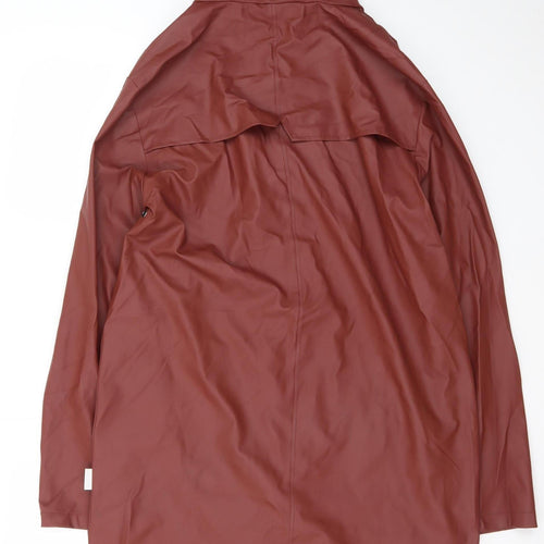 RAINS Women’s Brown Waterproof Long Rain Coat XS Hooded Lightweight