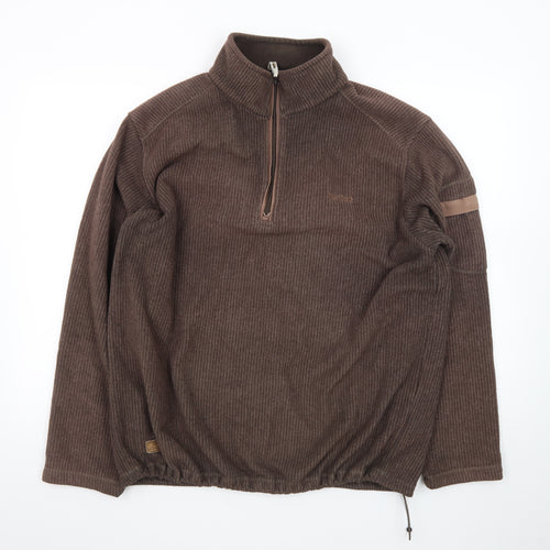 Regatta Men Brown Fleece 1/4 Zip Pullover Sweatshirt L Outdoor Hiking