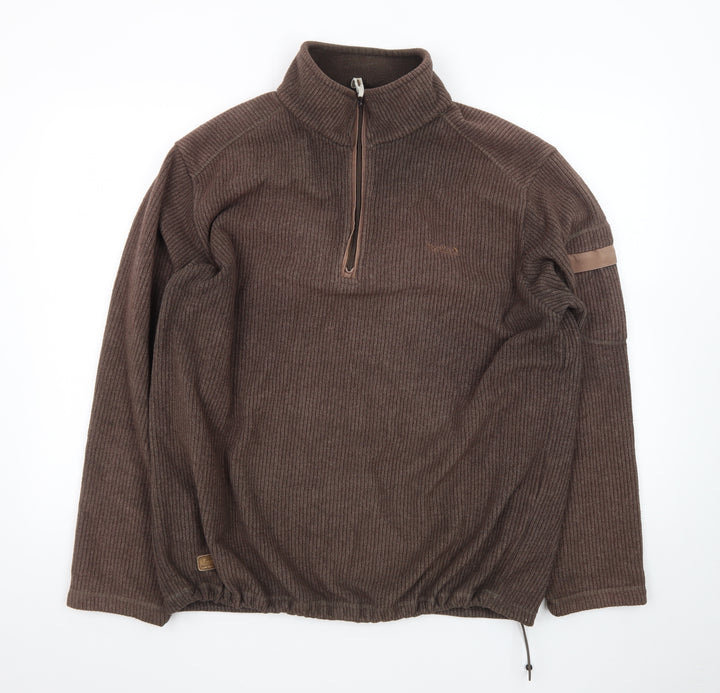 Regatta Men Brown Fleece 1/4 Zip Pullover Sweatshirt L Outdoor Hiking