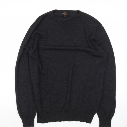 Simon Carter Men’s Black Wool Acrylic V-Neck Jumper Size L