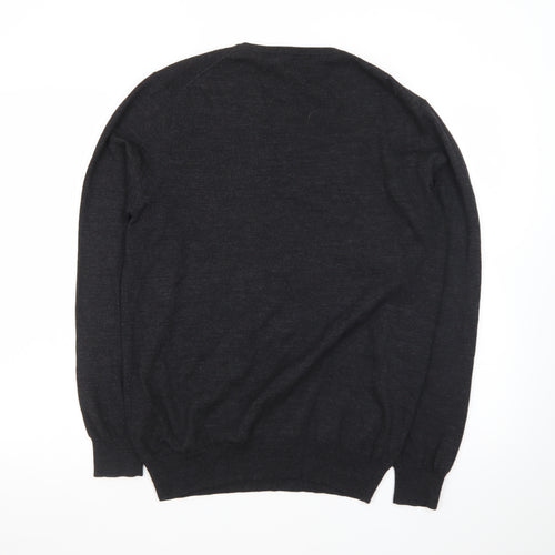 Simon Carter Men’s Black Wool Acrylic V-Neck Jumper Size L