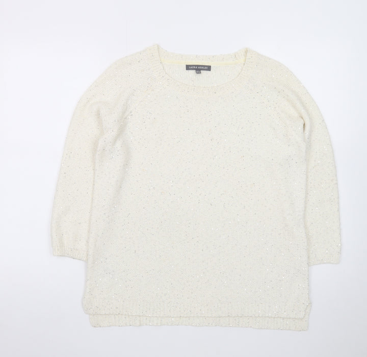 Laura Ashley Women’s Ivory Sequin Knit Jumper UK 14
