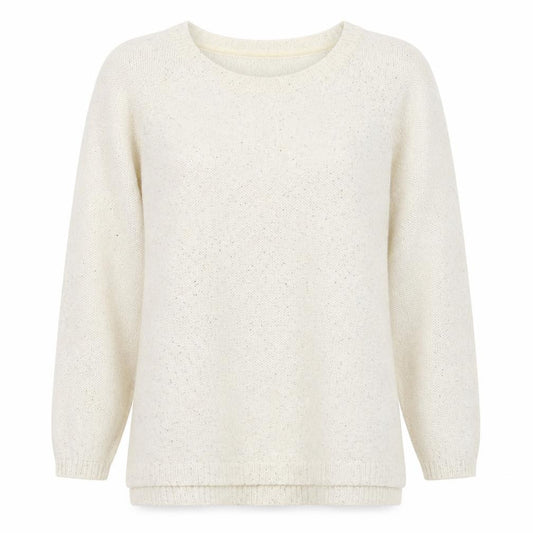Front view of Laura Ashley Women’s Ivory Sequin Knit Jumper UK 14