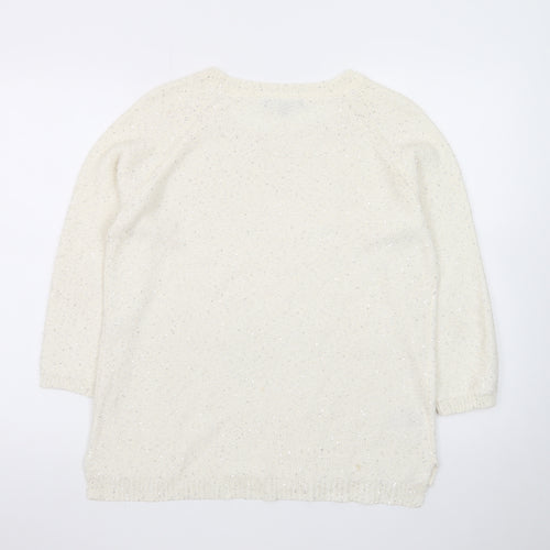 Laura Ashley Women’s Ivory Sequin Knit Jumper UK 14