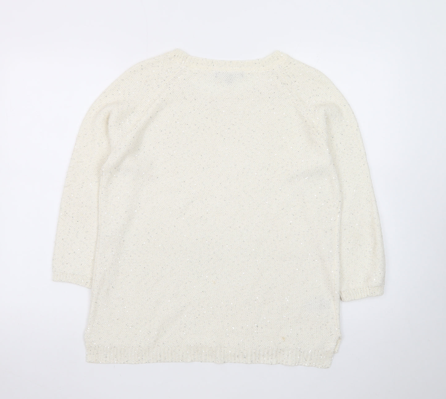 Laura Ashley Women’s Ivory Sequin Knit Jumper UK 14