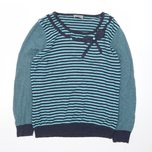 Marks and Spencer Women’s Blue Striped Bow Knit Jumper Size 16