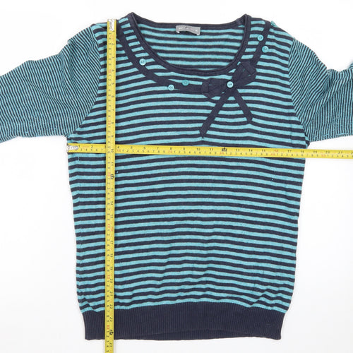 Marks and Spencer Women’s Blue Striped Bow Knit Jumper Size 16