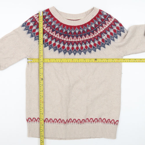 Fat Face Womens Beige Fair Isle Wool Blend Jumper Size 10