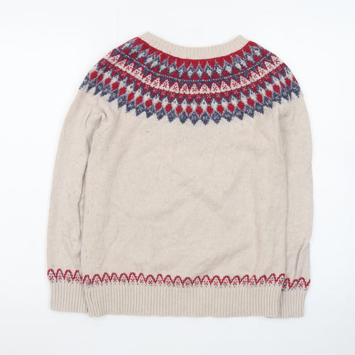 Fat Face Womens Beige Fair Isle Wool Blend Jumper Size 10