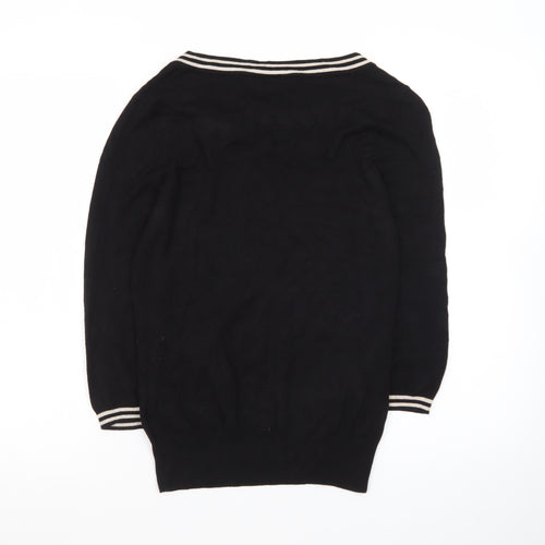 Wallis Women Black Beige Bow Knit Petite Jumper Size 10