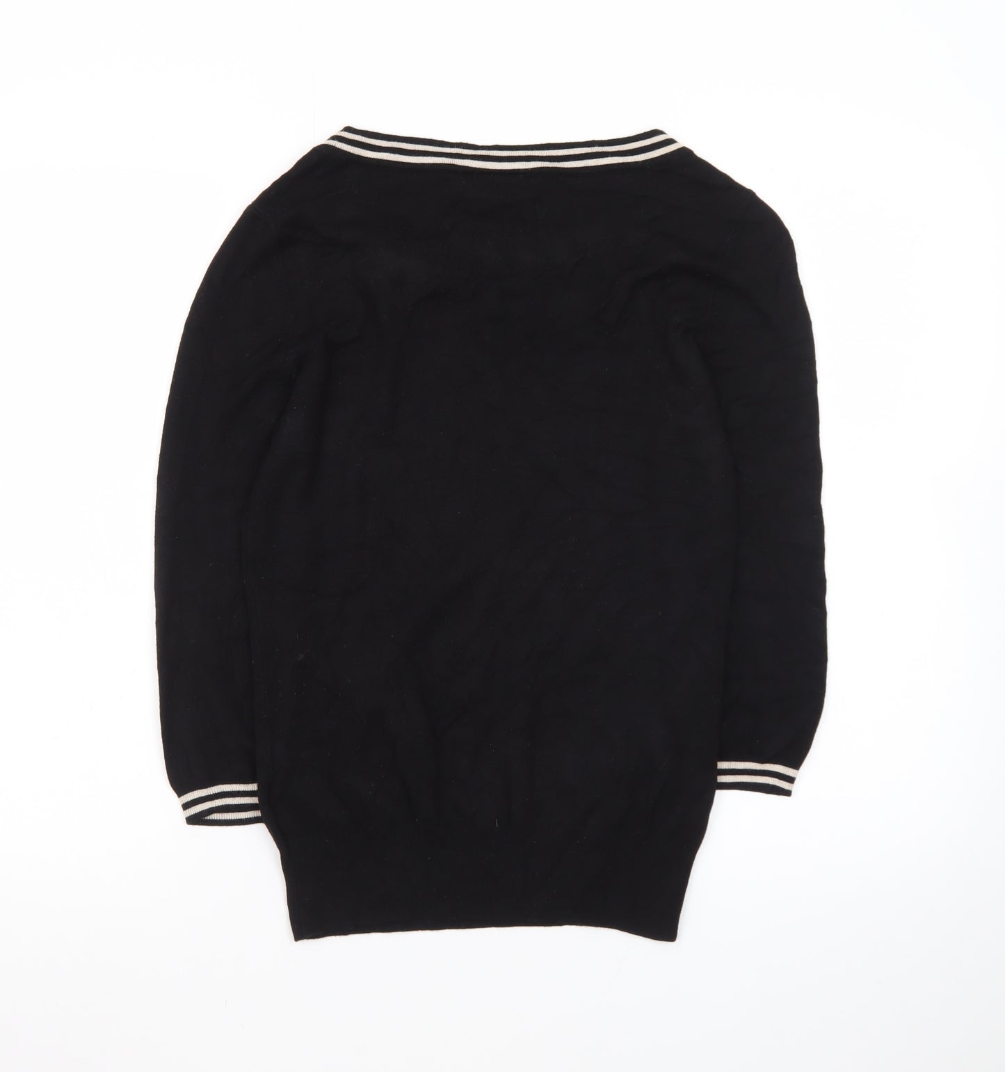 Wallis Women Black Beige Bow Knit Petite Jumper Size 10