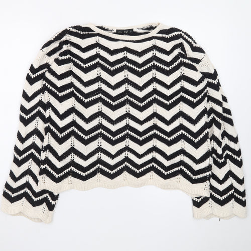 F&F Women's Black & White Chevron Knit Jumper M