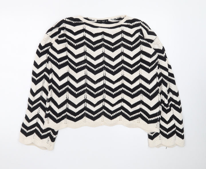 F&F Women's Black & White Chevron Knit Jumper M