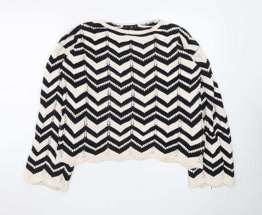 F&F Women's Black & White Chevron Knit Jumper M