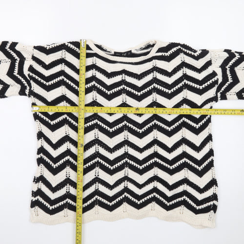 F&F Women's Black & White Chevron Knit Jumper M