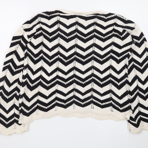 F&F Women's Black & White Chevron Knit Jumper M
