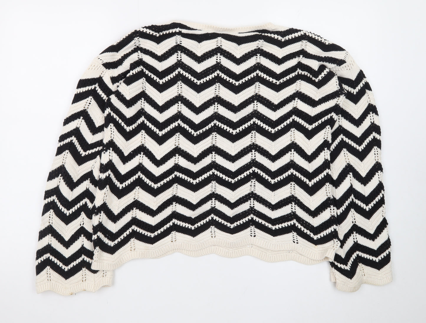 F&F Women's Black & White Chevron Knit Jumper M