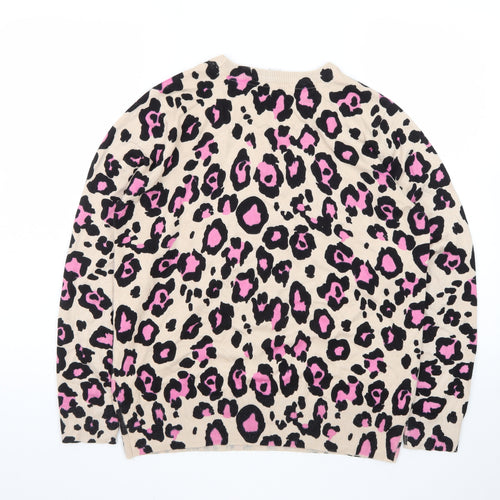 M&Co Women’s Beige Leopard Print Long Sleeve Pullover Jumper UK14