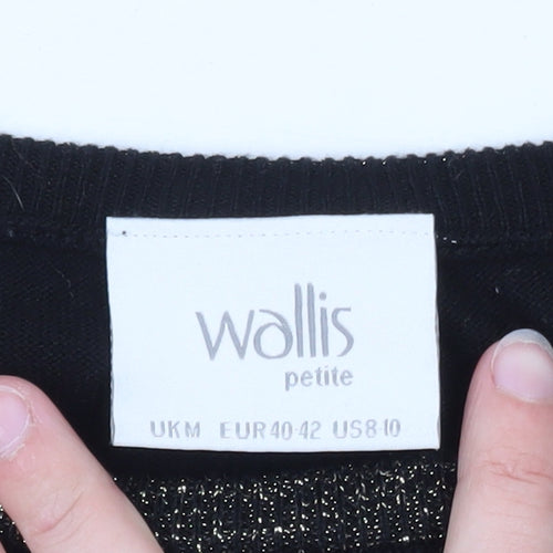 Wallis Women’s Black Petite Christmas Jumper M Rhinestone Reindeer