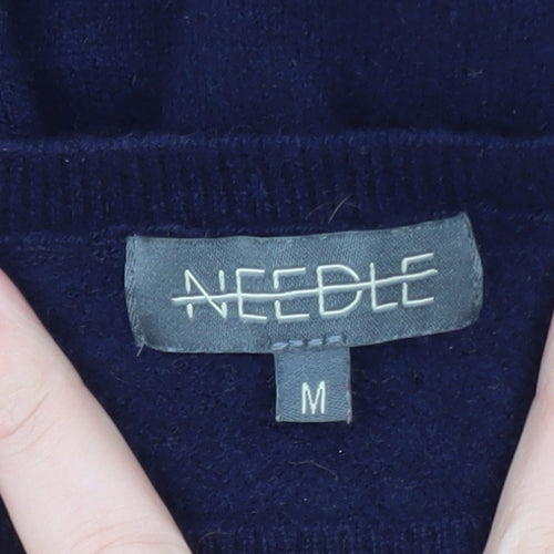 Needle Womens Blue Wool Ruffle Hem Long Sleeve Jumper M