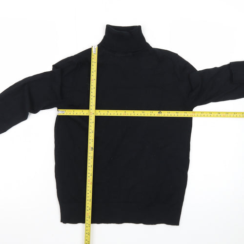 Marks and Spencer Men's Black Wool Roll Neck Long Sleeve T-Shirt Size S