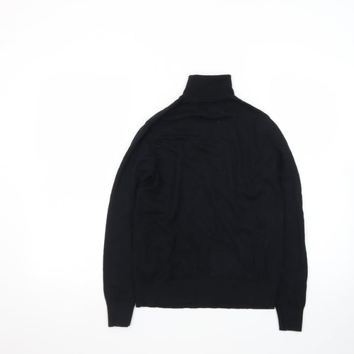 Marks and Spencer Men's Black Wool Roll Neck Long Sleeve T-Shirt Size S