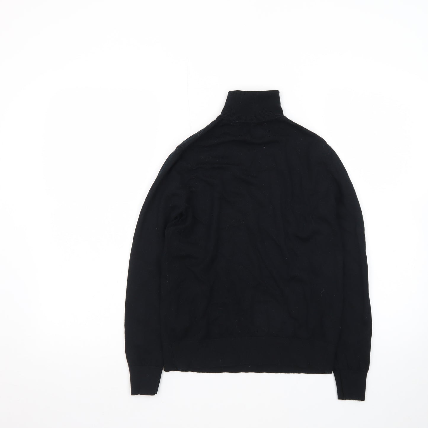 Marks and Spencer Men's Black Wool Roll Neck Long Sleeve T-Shirt Size S