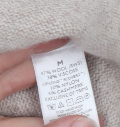 The White Company Women Beige Fair Isle Wool Cashmere Pullover Jumper M